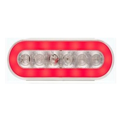 6" Clear Oval GloLightTM Stop/Turn/Tail Lights RED