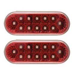 Miro-Flex 6” Clear Oval Sealed LED Stop/Turn/Tail Light Red Pair