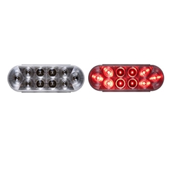 6” Oval Sealed Clear LED Stop/Turn/Tail Light (10 diodes) Red