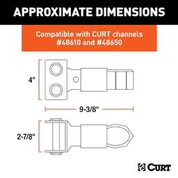CURT 25319 Adjustable Channel-Mount Trailer Coupler - 2" Hitch Ball, 7,000 Lbs Capacity, Powder Coated