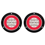 4" Round GloLightTM Clear Stop/Turn/Tail Light with Flange Mount  Pair
