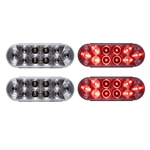 6” Oval Sealed Clear LED Stop/Turn/Tail Light (10 diodes) Red Pair