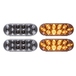 6” Oval Sealed Clear LED Yellow Parking/Turn Signal Light (10 diodes) Pair