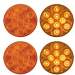 4” Round Sealed Yellow LED Parking/Turn Signal  (10 diodes) Pair