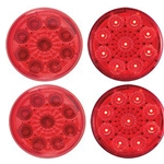 Red 2” Miro-Flex Round Sealed LED Marker/Clearance Light Pair