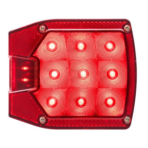 Universal LED Stud-Mount Combination Tail Lights – Red With License Illuminator (Left Side)