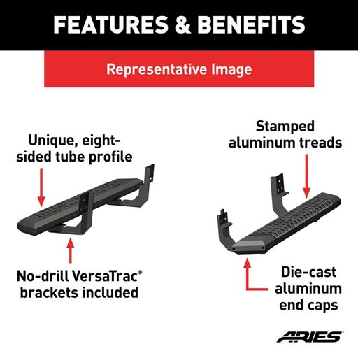 ARIES AdvantEDGE Side Bars - Black Powder Coat, All-Aluminum Construction, For Trucks & SUVs - View #2