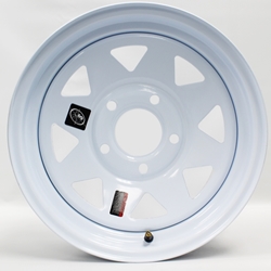 Fifteen Inch White Spoke 5-4.5" Bolt Circle Trailer Wheel - 128693