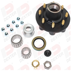 Dexter® 8-6.5" Bolt Circle Grease Trailer Hub 9/16" Studs with Parts and 60 Degree Cone Nuts for an 8,000 lbs. Trailer Axle - K08-287-97